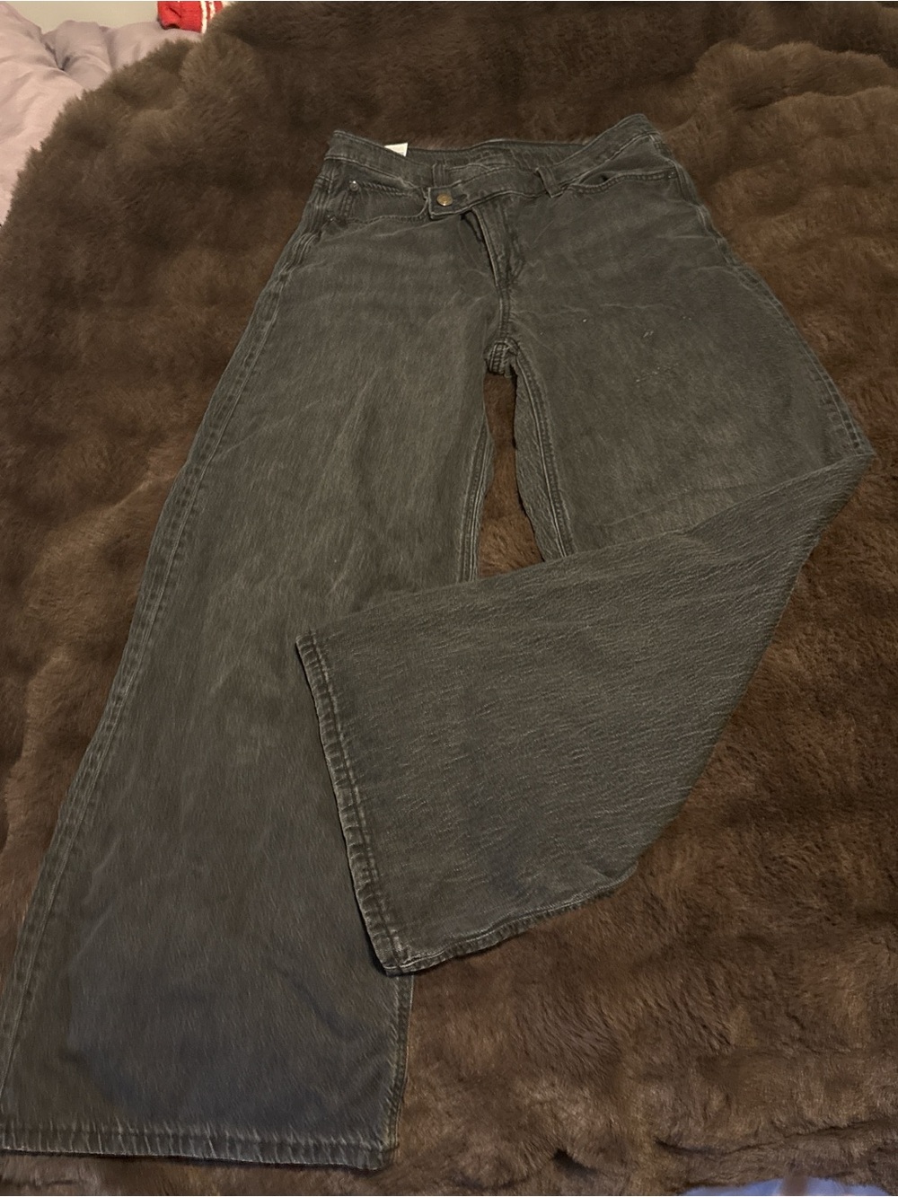 Black V Line Low Rise Ultra Wide Leg Jeans